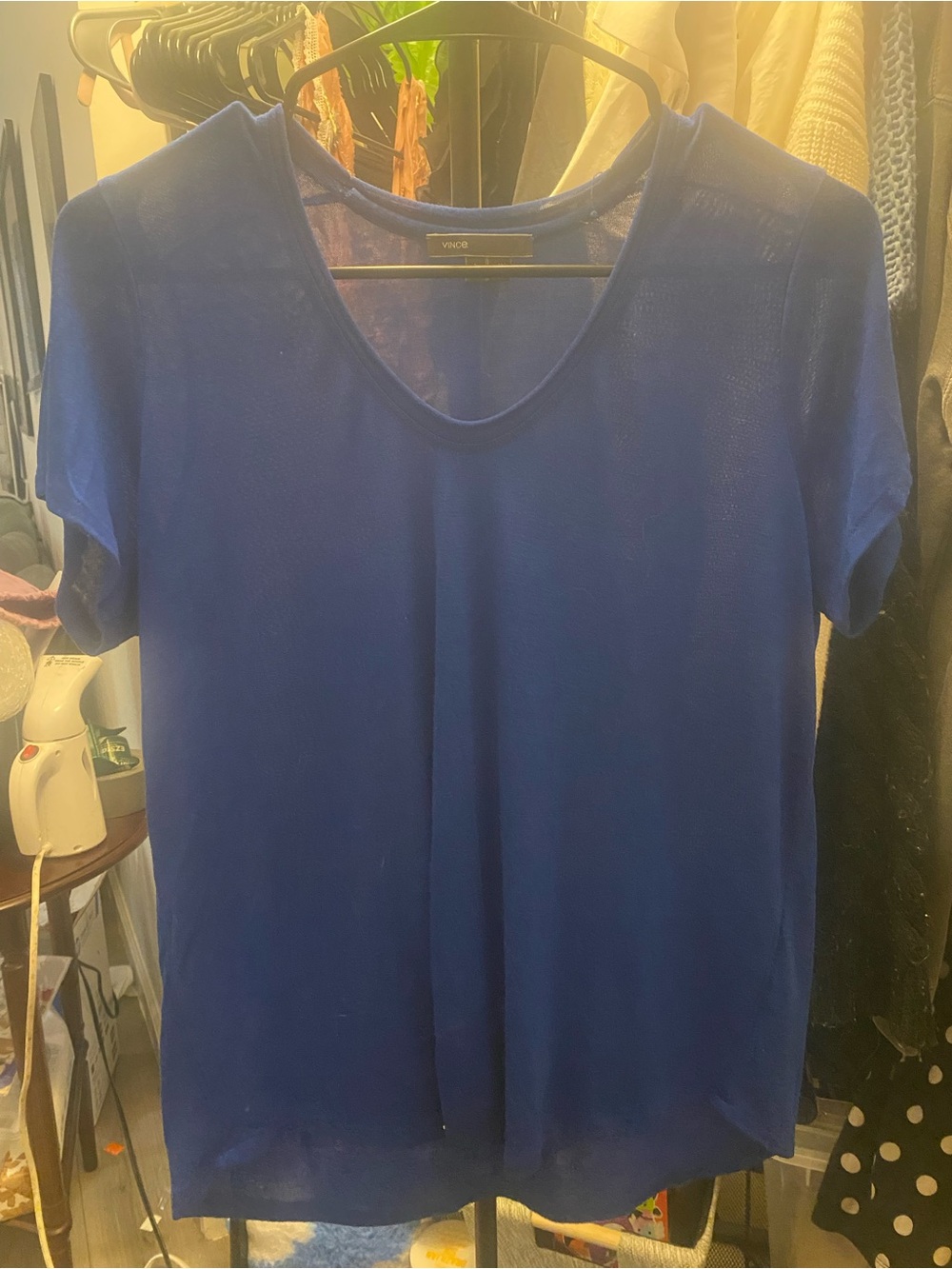 Vince Royal Blue Short Sleeve V-Neck Tee